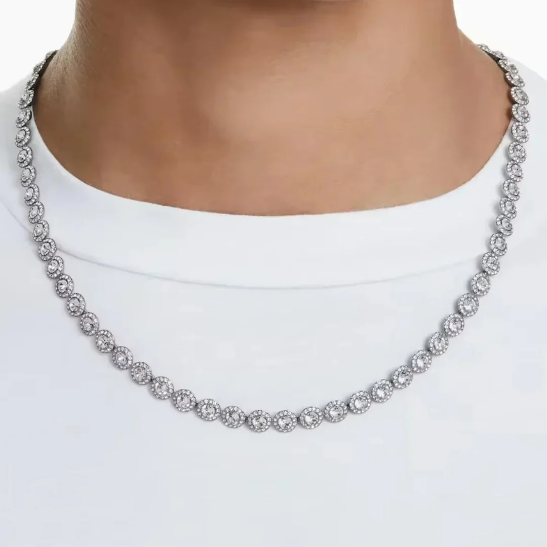 High Quality Women's Classic Happiness Diamond Round Crystal Necklace Set S925 Silver Gorgeous Una Angelic Series Jewelry Set