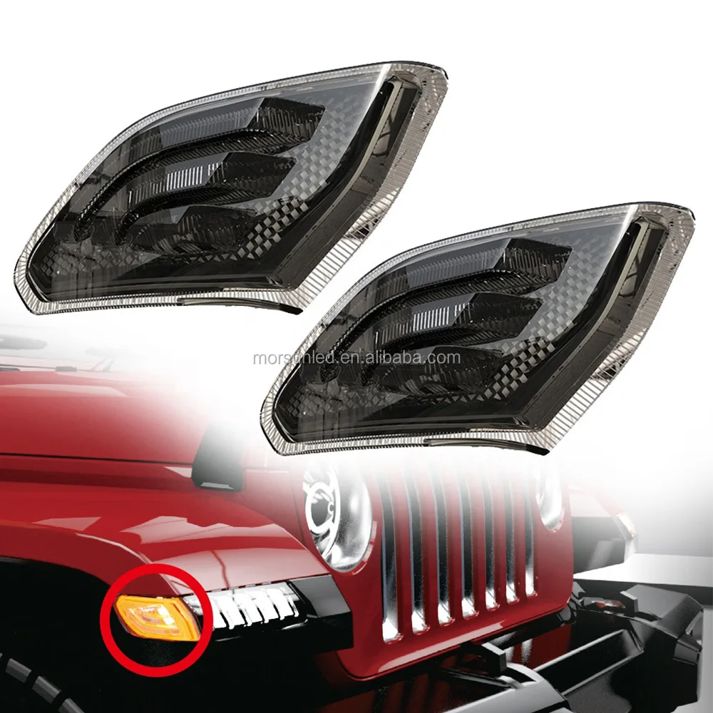 

Morsun For 2018+ Jeep Wrangler JL LED Turn Signal Side Marker Lights For Gladiator 2020 Fender Flares Amber