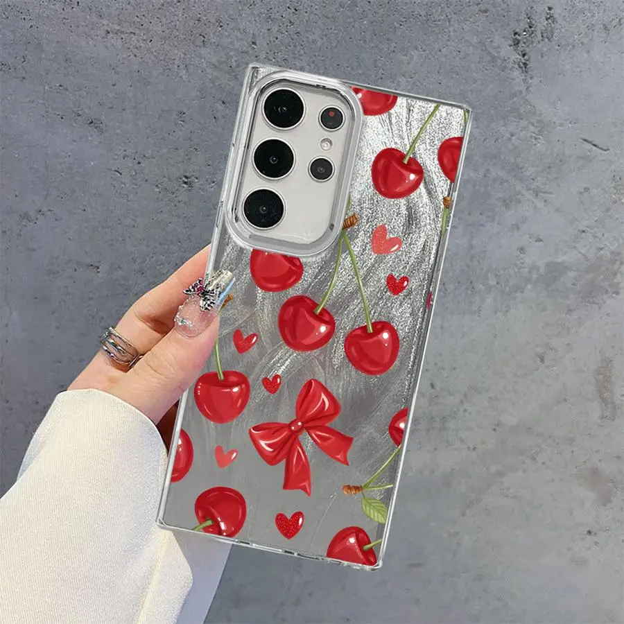 Custodia con motivo fragola stampata a fumetti per Samsung Galaxy S25 Ultra S23 S21 S21+ S20 FE S22 Plus S24Ultra S20 FE Nero morbido