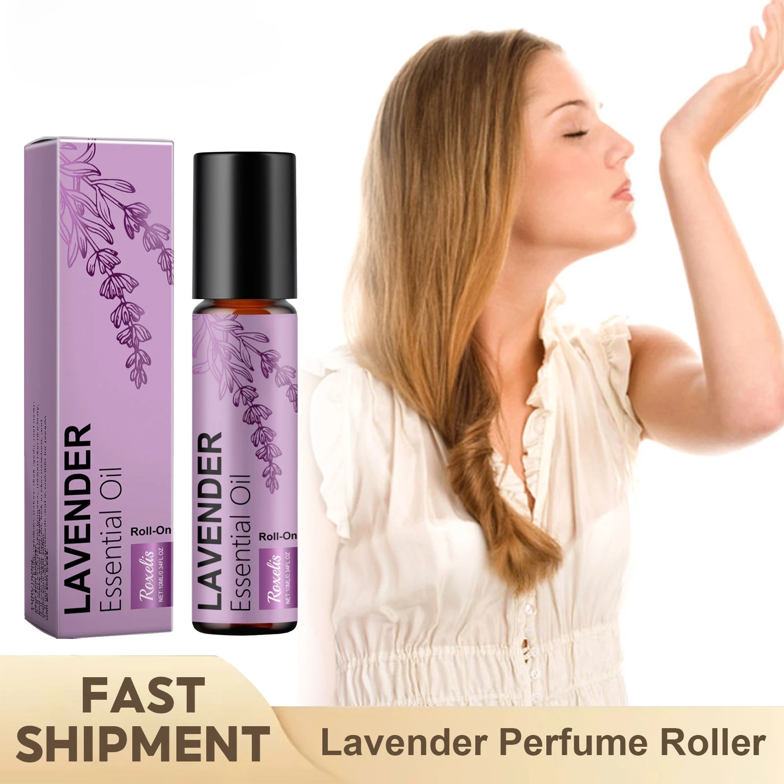 Lavender Perfume Roller Lasting Natural Fragrance Floral Scent Alleviate Anxiety Soothing Mood Calming Pure Plant Essential Oil