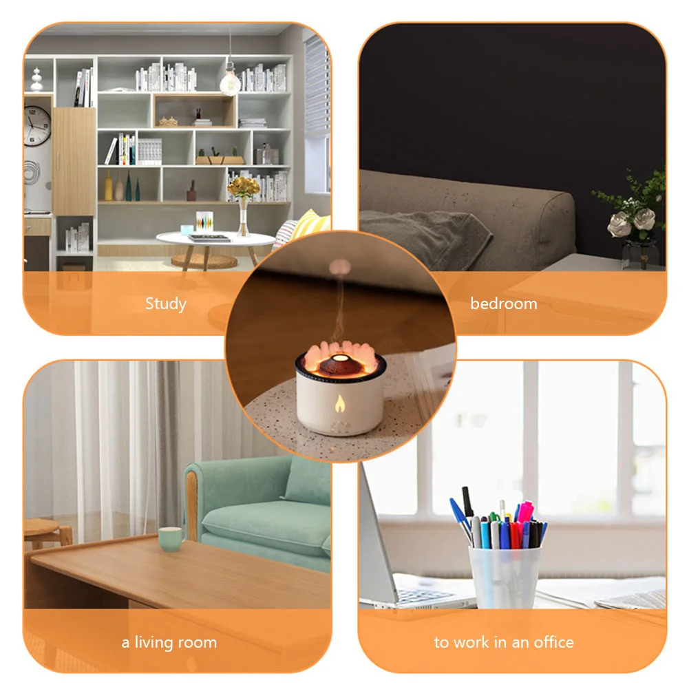 Flame Aromatherapy Humidifiers 360ml Air Humidifier Electric Aroma Diffuser Essential Oil Purifier Aromatherapy Night Light