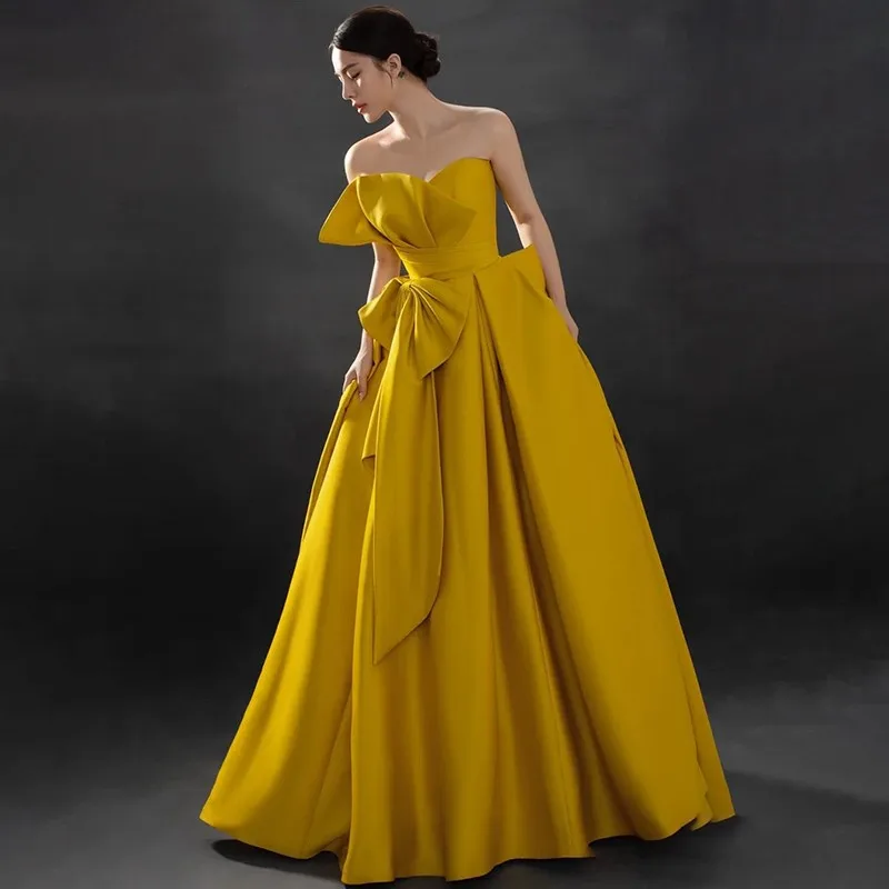 Yellow boobs will be new birthday Quinceanera banquet host piano performance dress