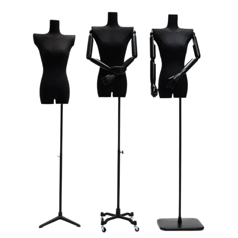 Black big flat shoulder model prop female bust table Korean version clothing store window full body doll model display stand