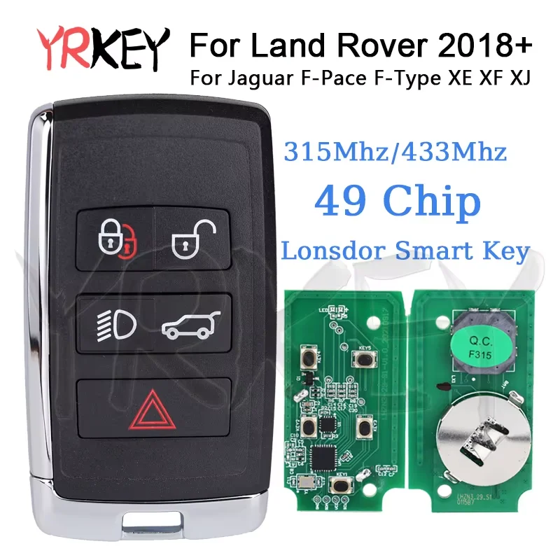 YRKEY - Car Key Lonsdor Smart Key For Land Rover LR2 LR4 For Jaguar F-Pace F-Type XE XF XJ 315MHz/433MHz Support K518 2018-2021