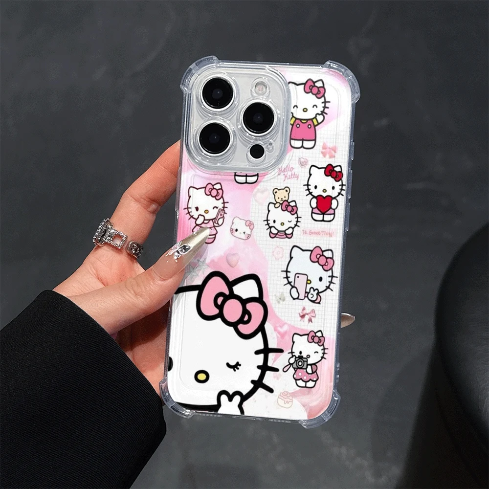 

Чехлы для телефонов Hellokitty для IPhone 14, IPhone 16/15/14/13/12/11/x/xs Max, чехлы для мобильных телефонов для девочек Sanrio KT Kawaii для Iphone