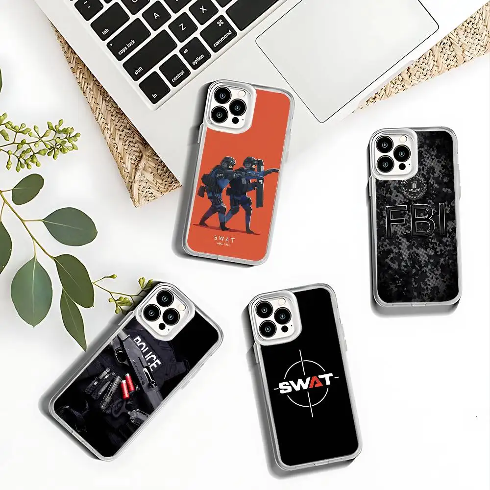 

Police FBI Swat Phone Case For iPhone 17,16,15,14,13,12,11 Pro,Max,Plus,X,XS,XR,SE4,E Mini Transparent Soft Cover