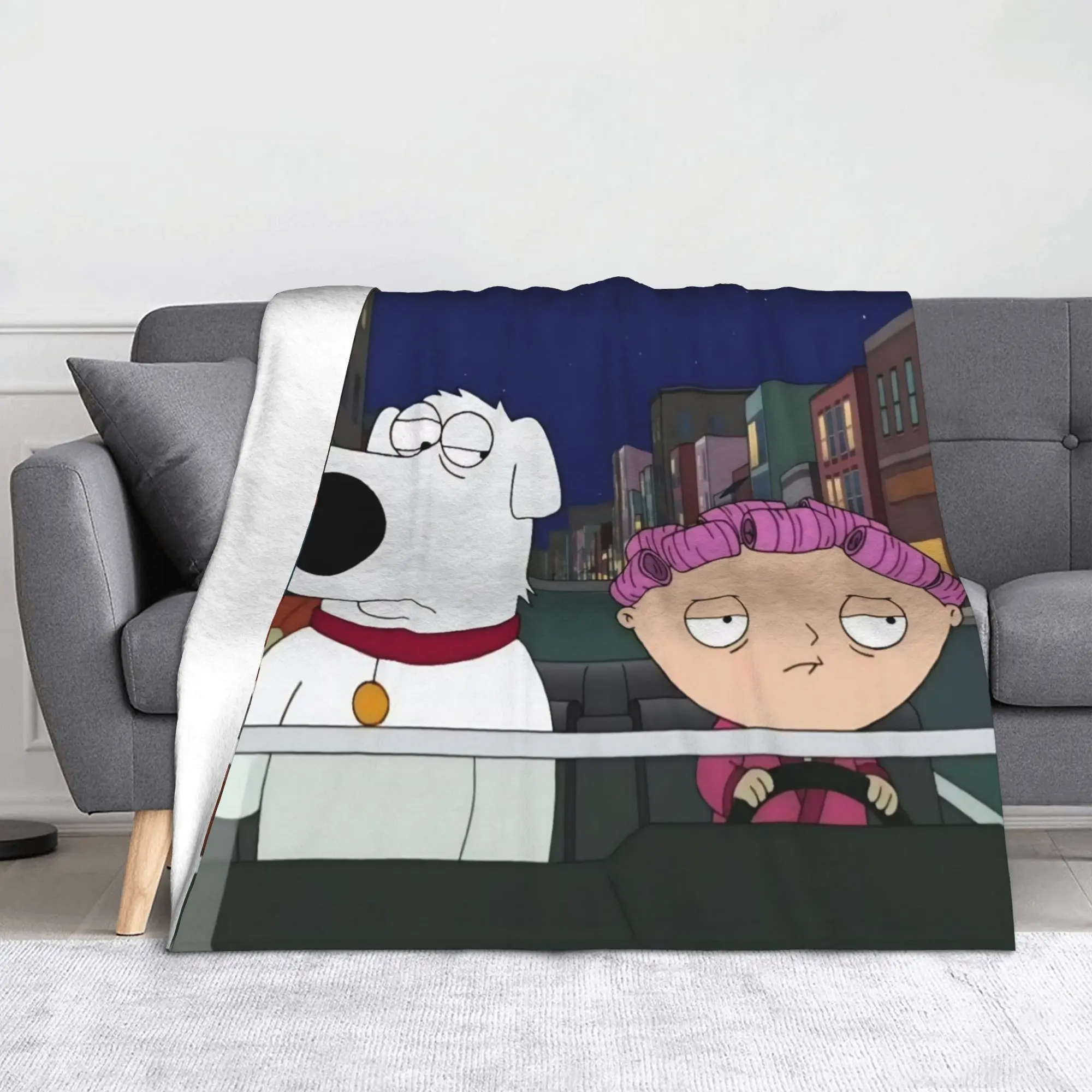 Familys Guys Anime Knitted Blankets Brian Dog Fleece Throw Blankets Bedroom Sofa Decoration Ultra-Soft Warm Bedspreads