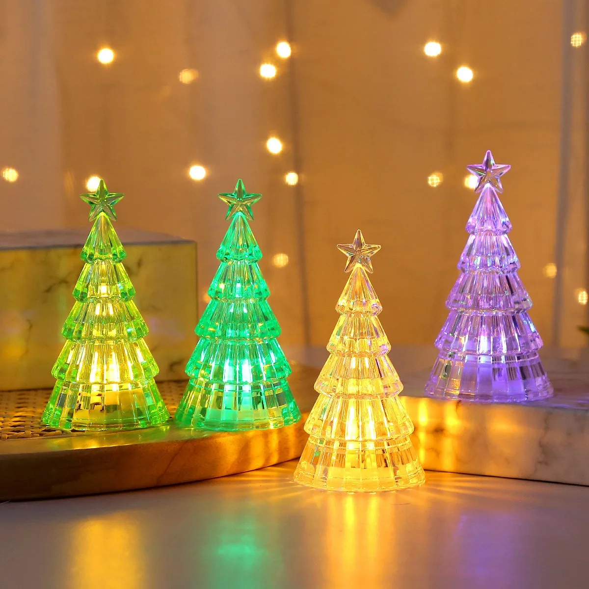 Christmas Decoration Luminous Christmas Tree Crystal Night Light Desktop Decoration Decoration LED Electronic Candle Light