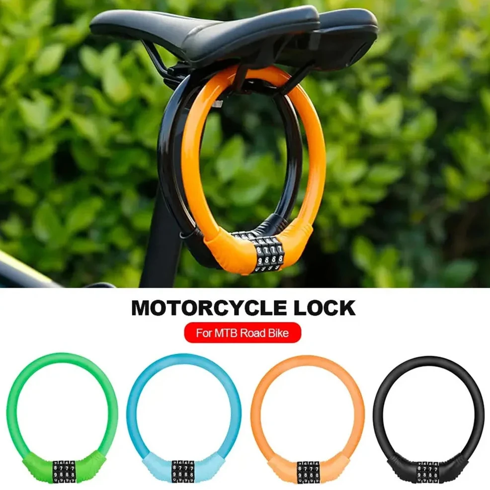

4 Digital Code Anti-Theft Bicycle Cable Lock Stainless Steel Security Locks Portable Combination Code Padlock