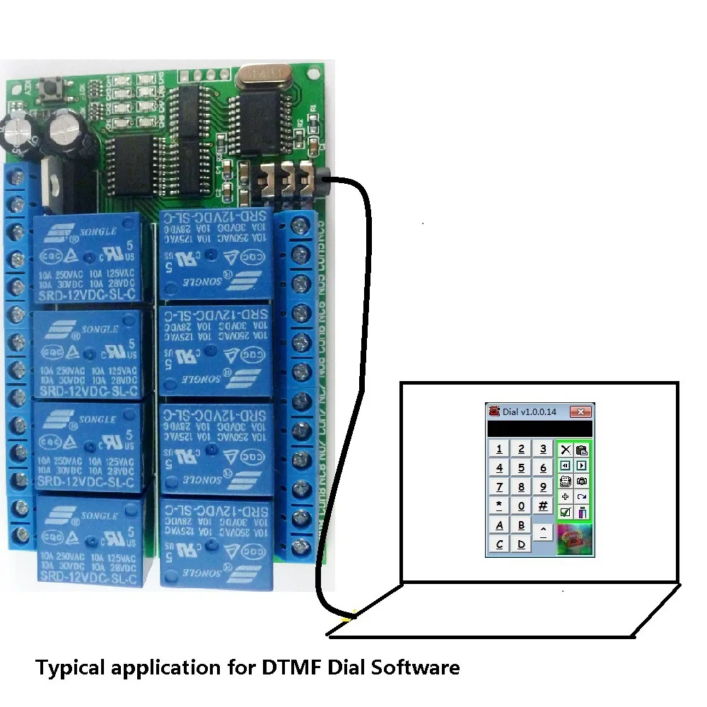 

AD22A08 12 В постоянного тока 8-канальный DTMF релейный модуль MT8870 аудио декодер телефонный пульт дистанционного управления переключатель контроллер для умного дома реле