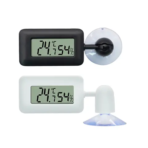수족관 온도계 습도계 360 °   회전 흡착 발광 디지털 온도계 애완 도마뱀 먹이 상자 파충류 온도계