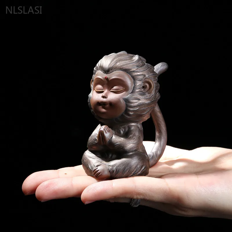 Boutique Purple Clay Tea Pet Sun Wukong Monkey King Decoration Creative Car Desktop Ornaments Crafts Chinese Tea Accessories