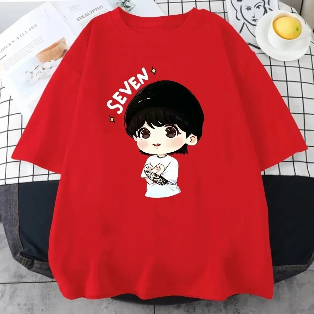 Camiseta JungKook Seven Harajuku para mujer, camiseta estética divertida Kawaii de manga corta Unisex, camiseta deportiva informal con estampado, ropa para mujer