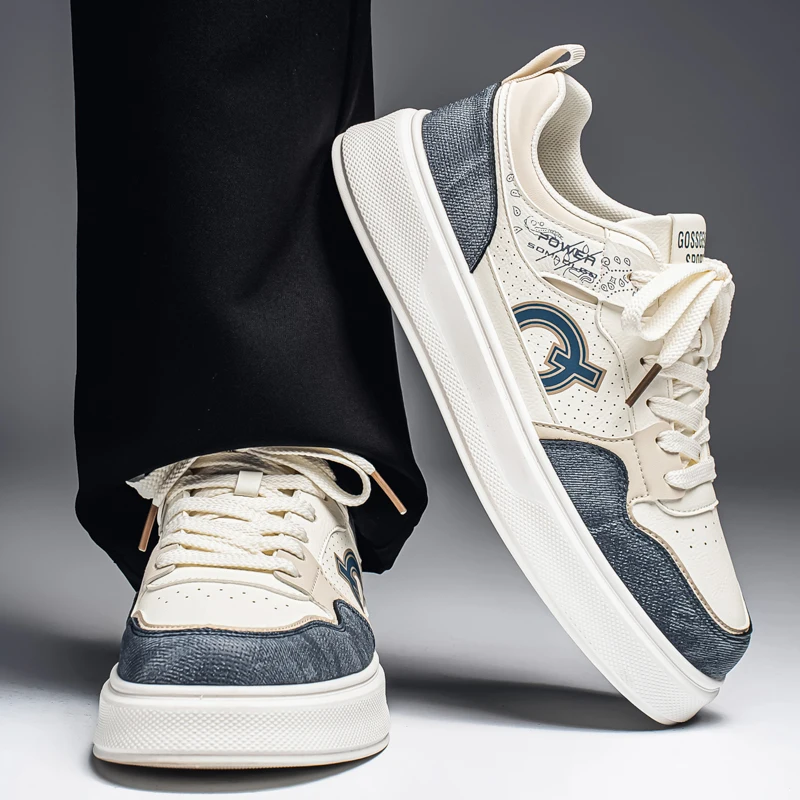 

Men's Spring 2026 New Korean Style Casual Sport Shoes Thick Bottom Heightening White Sneakers Youth Leisure Board Shoes