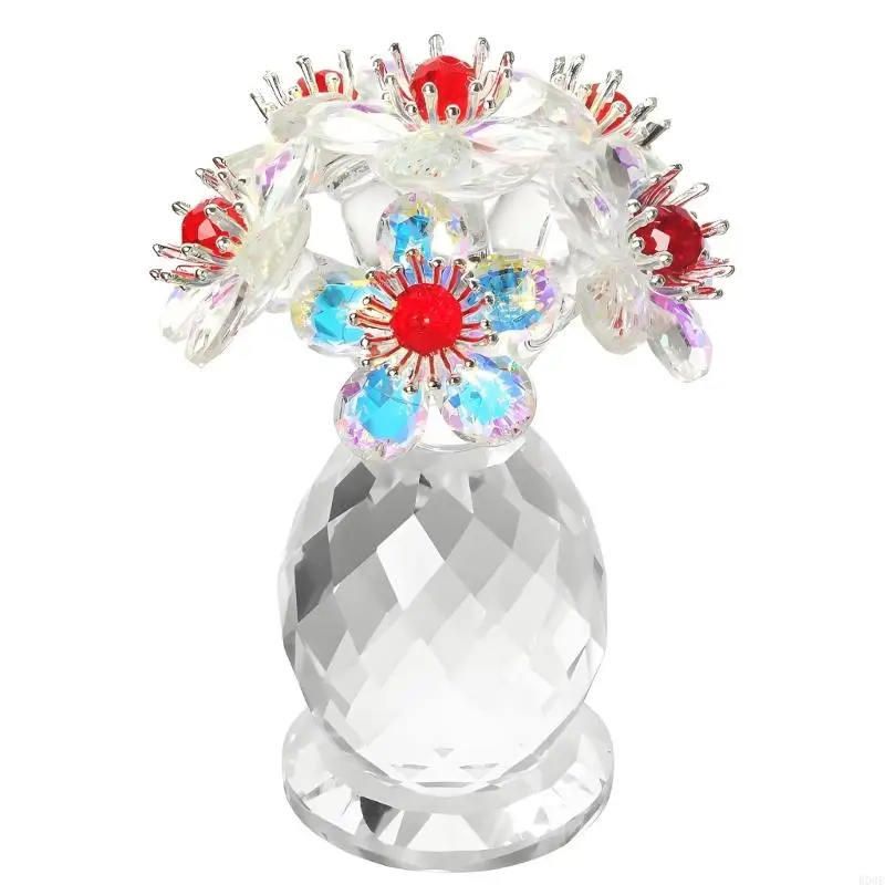 1 Stück Kristallblume mit 6 Stielen, handgefertigt, Pflanzenkreation, Muttertagsgeschenk für Wohnzimmer, Tischdekoration, B03E – Detail 7