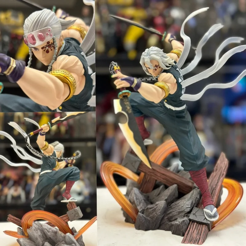 

Demon Slayer Uzui Tengen 27cm Anime Action Figure Collectible PVC Statue Model Toy with 2 Heads Kimetsu No Yaiba Gift