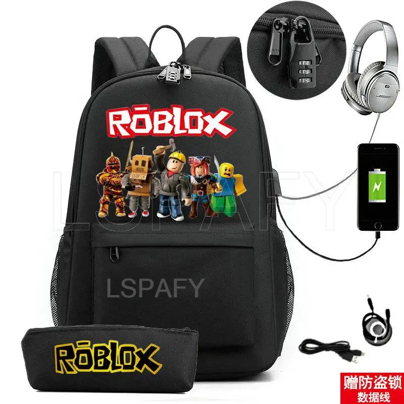 ROBLOX Backpack Anti Theft USB Charge Backpack Waterproof Women Men School Bag Teenage Girls Boys Travel Bags