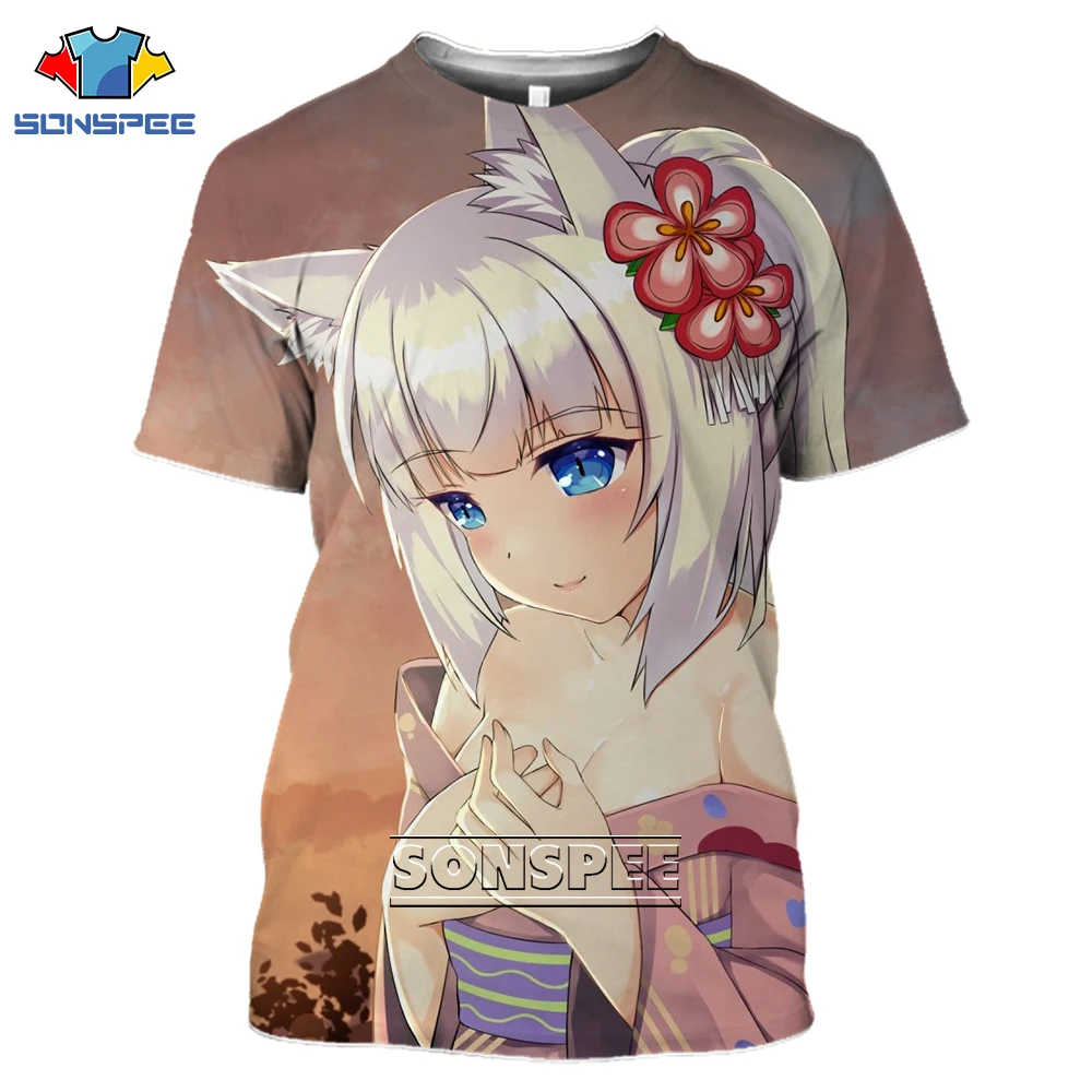 SONSPEE NEKOPAPA Anime Game Men Women 3D Print T-shirt Fashion Harajuku Sexy Loli Summer Hip hop Casual Short Sleeve O-Neck Top