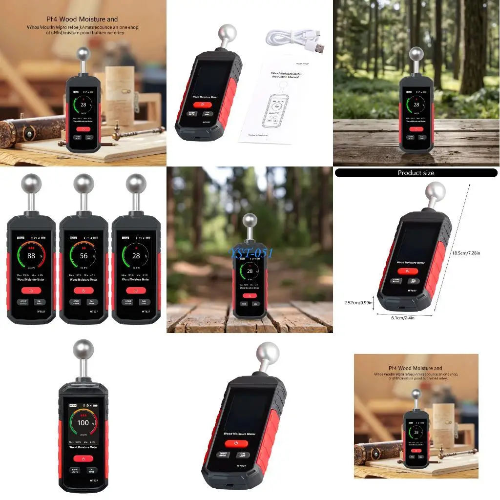 

E15A Moisture Tester Rechargeable Battery No Invasive Scanning Temperature Reading