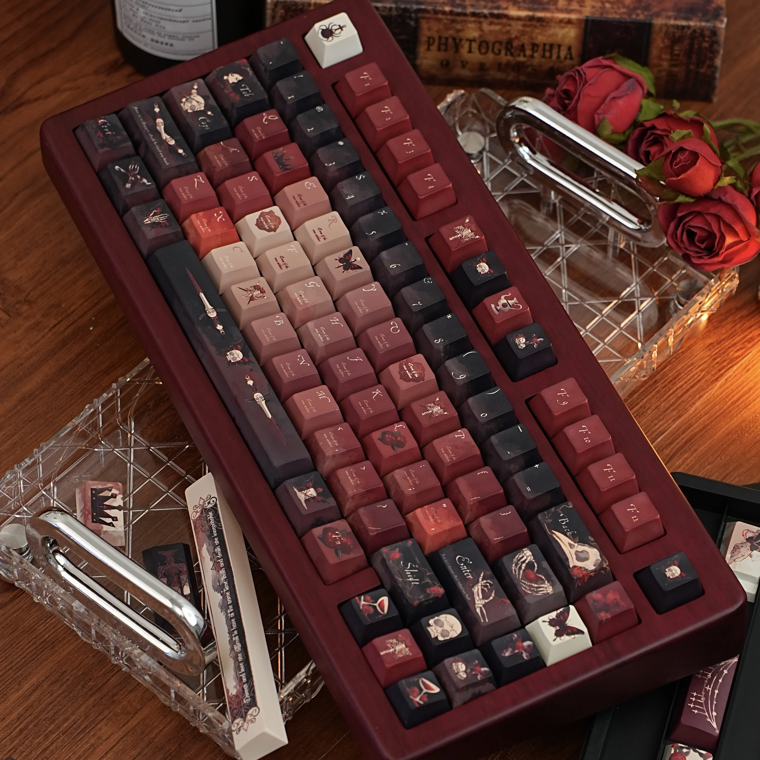 

Mrs. Scarlet Mary Black Red Theme Keycaps Set PBT Cherry Profile Custom Original Handmade Keycaps for Mechanical Keyboard Gift