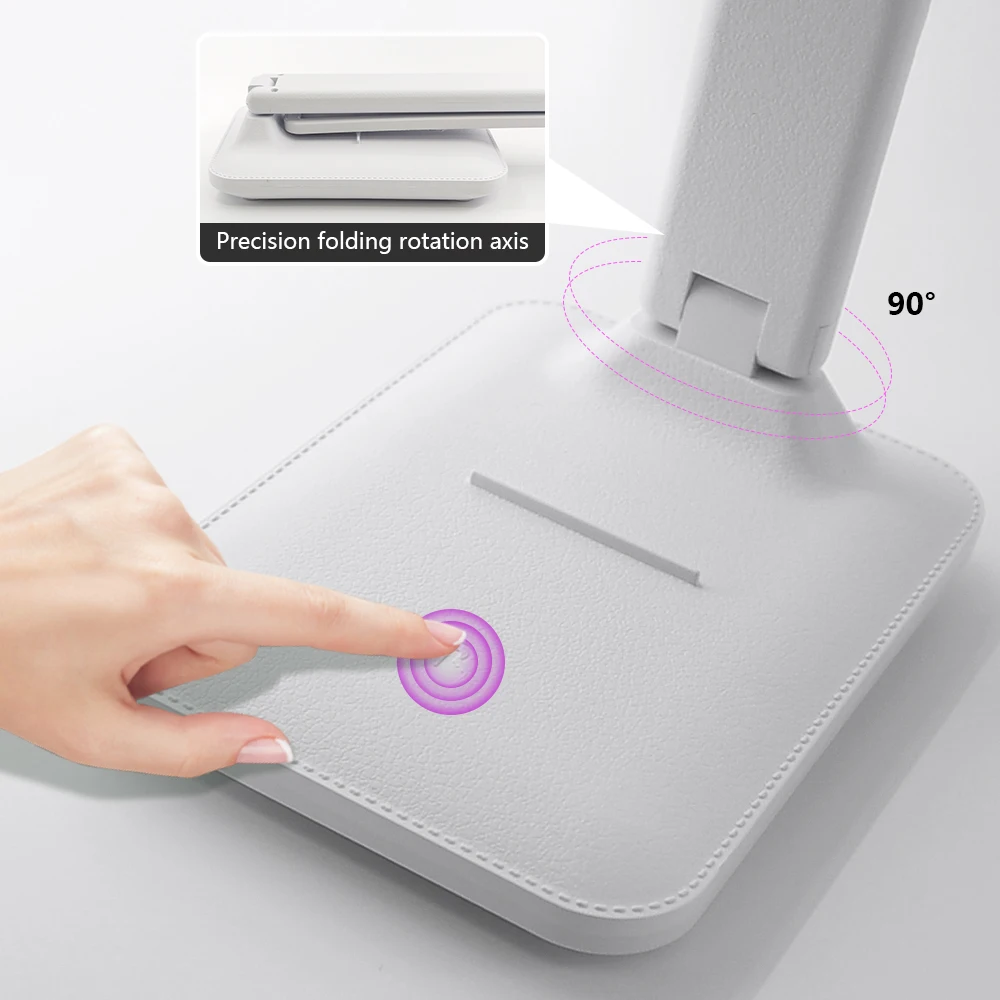 Светодиодная настольная лампа с подключением, зарядка через USB, 3 цвета, настольная лампа с бесступенчатой регулировкой яркости, сенсорная складная лампа для защиты глаз, ночник для чтения