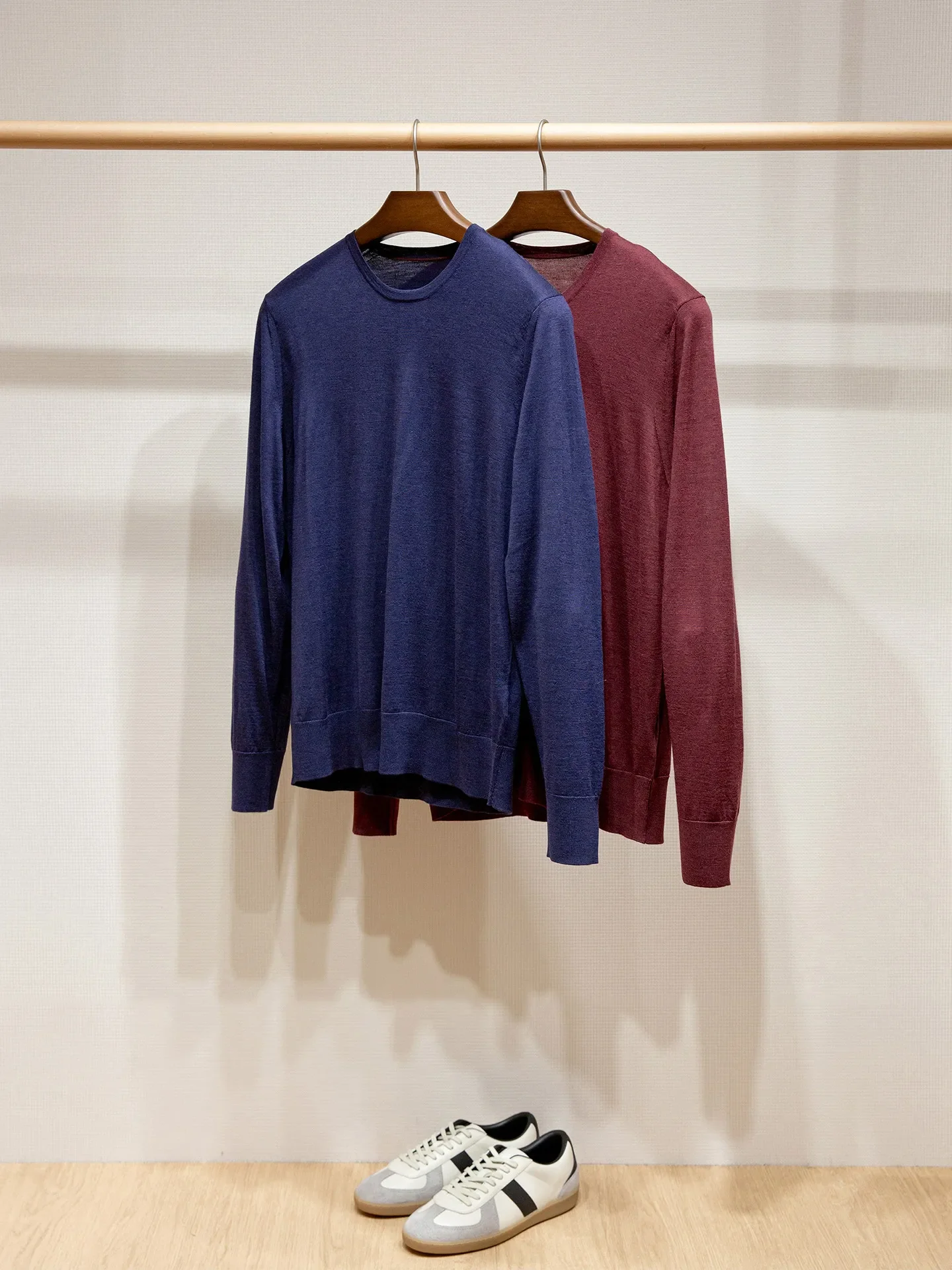 70 double-strand merino worsted wool, old money style men's crew neck sweater knitted sweater