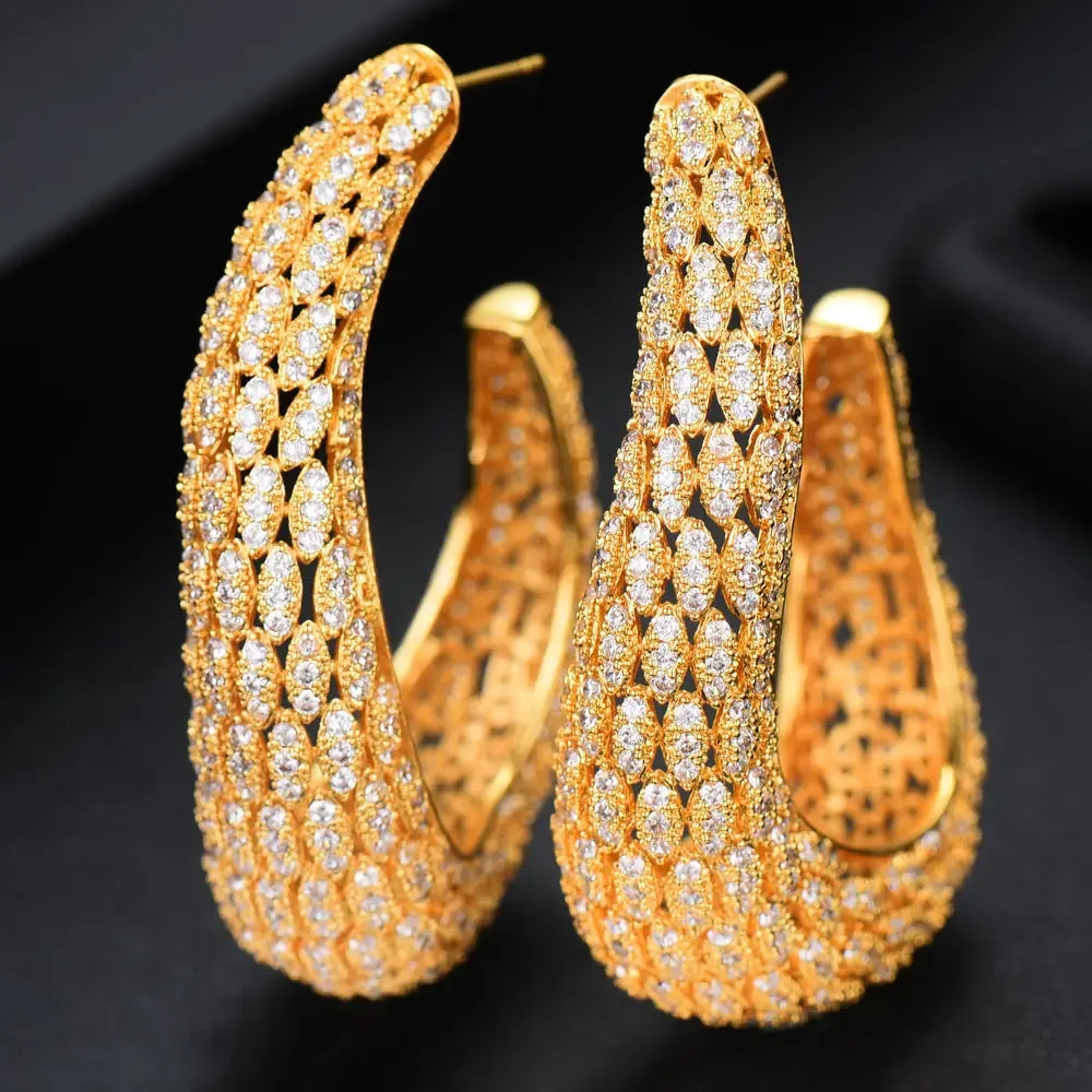 

Kellybola Personality Trendy Holiday Big Hoop Earrings For Women Bridal Wedding Party Earrings Jewelry Luxury High Quality