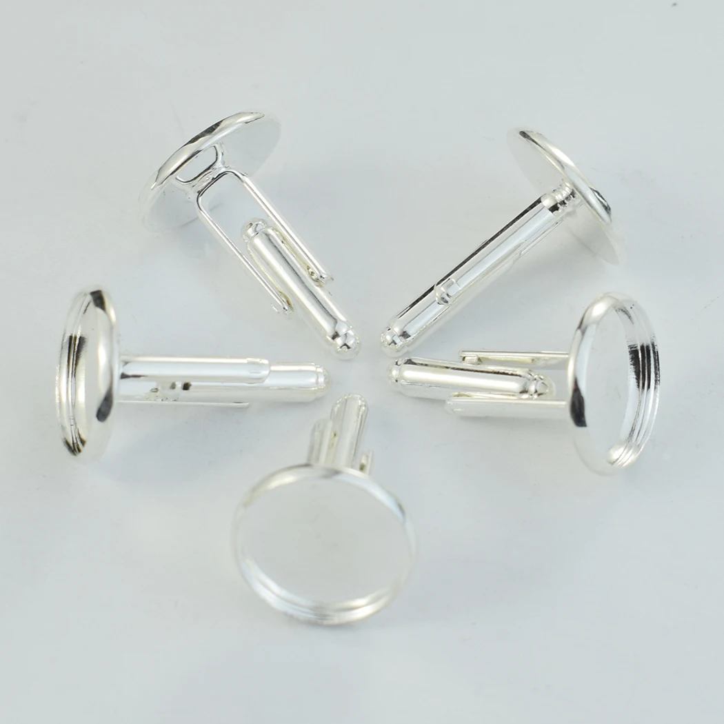 10 PCS Cufflink Base Wholesale: 16mm Stainless Steel Cufflink Base, Suitable for DIY Jewelry Making, Handmade Boyfriend Gifts