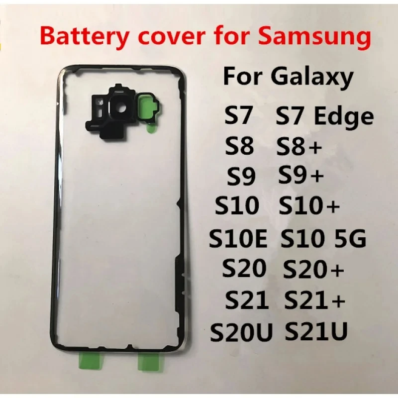 Transparent Back Cover For Samsung Galaxy S7 Edge S8 S9 Plus S10 5G S20 S21 Ultra Housing Battery Door Repair Replace Rear Case