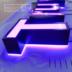 Znak biznesowy Niestandardowe akrylowe mini LED Luminous Letter Logo Metalowe wodoodporne oświetlenie 3D firmy Zewnętrzne drzwi hotelowe Znak cyfrowy