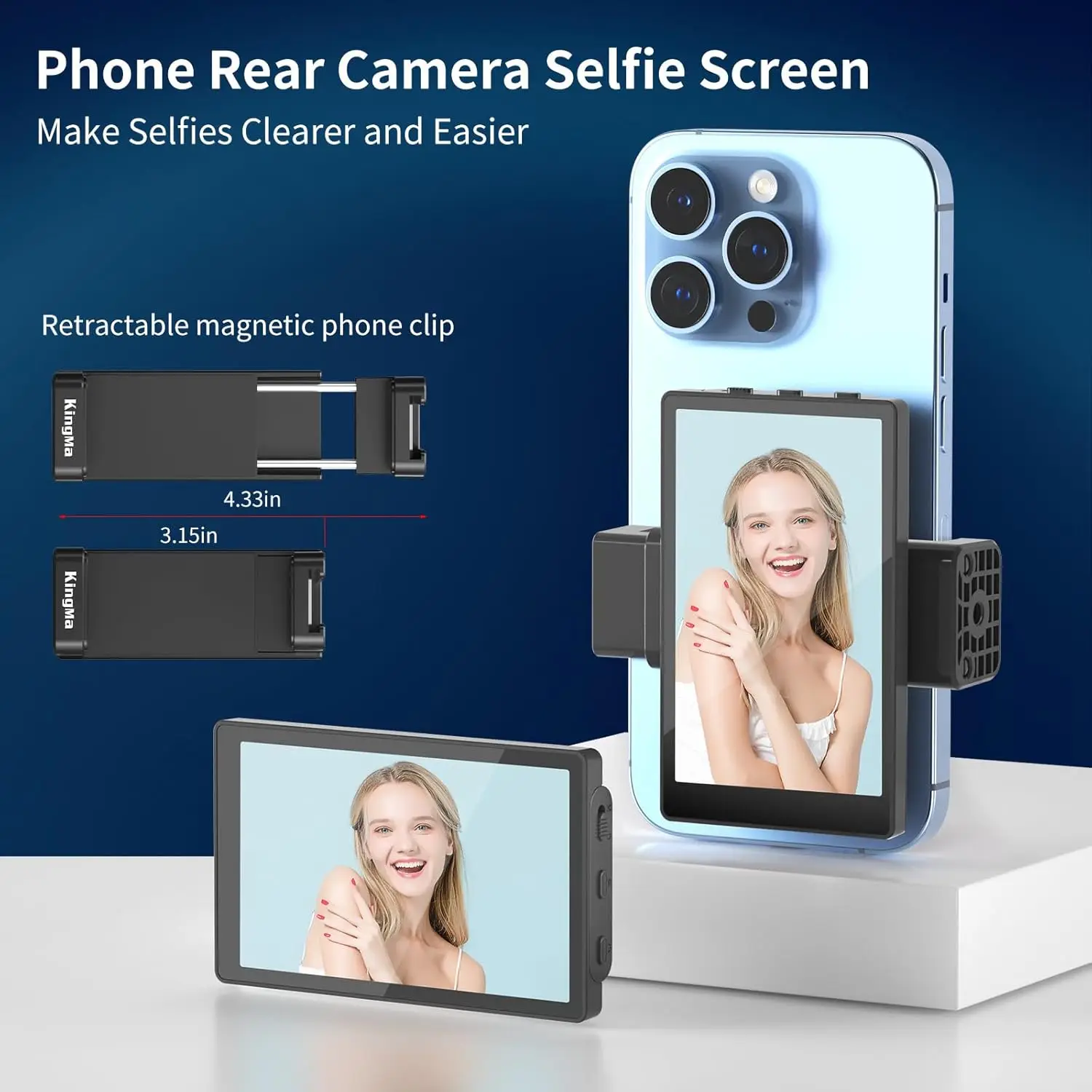 KingMa 1080P Mini Monitors Sync Rear Camera for Smartphone Vlog Selfie Live Stream With Magnetic Clip And Bluetooth Remote