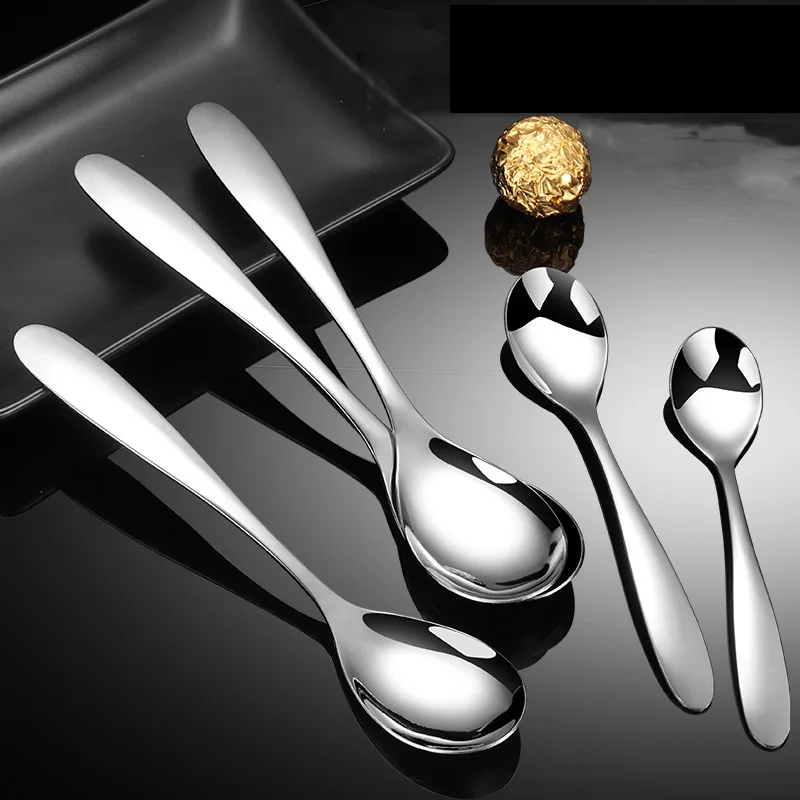 Island Qi stainless steel children's spoon household Internet celebrity ice cream dessert spoon can be printed logo eating spoon
