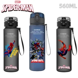 Tasse en plastique portable de grande capacité Marvel Spider Man pour enfants, tasse à boire de sport en plein air, tasse de randonnée, cadeaux de dessin animé Anime, 560ml, nouveau