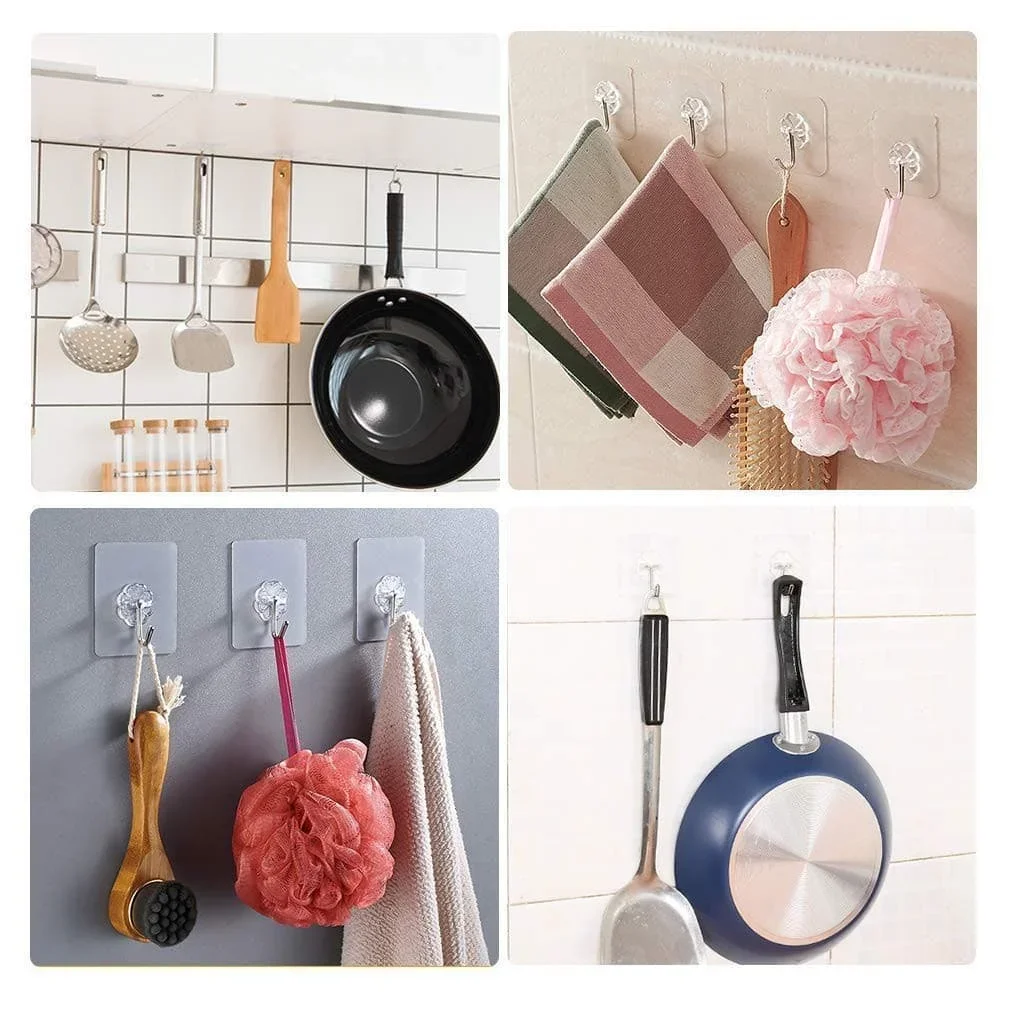 (1 pcs) Magic Hook Transparent Wall Kitchen Without Nails Strong Sticky Sucker Heavy Hanging Adhesive Stainless Steel