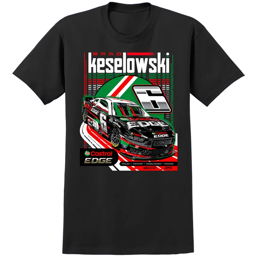 Brad Keselowski 6 Motor Sports Racing Men's Athletic Lightweight Cotton Classic Short Sleeve Crewneck T-Shirt Tee Shirt