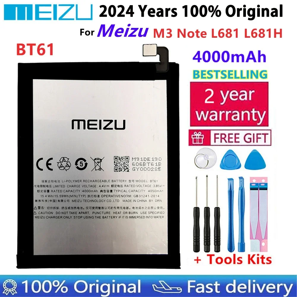 

Meizu 100% Original 4000mAh BT61 Battery For Meizu M3 Note L681 L681H Phone Latest Production Batteries Bateria Fast Shipping