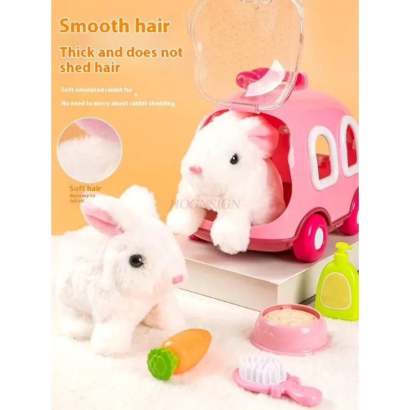 Jouet interactif en peluche-lapin électrique câlin avec mouvements réalistes, cadeau d'anniversaire parfait pour les filles