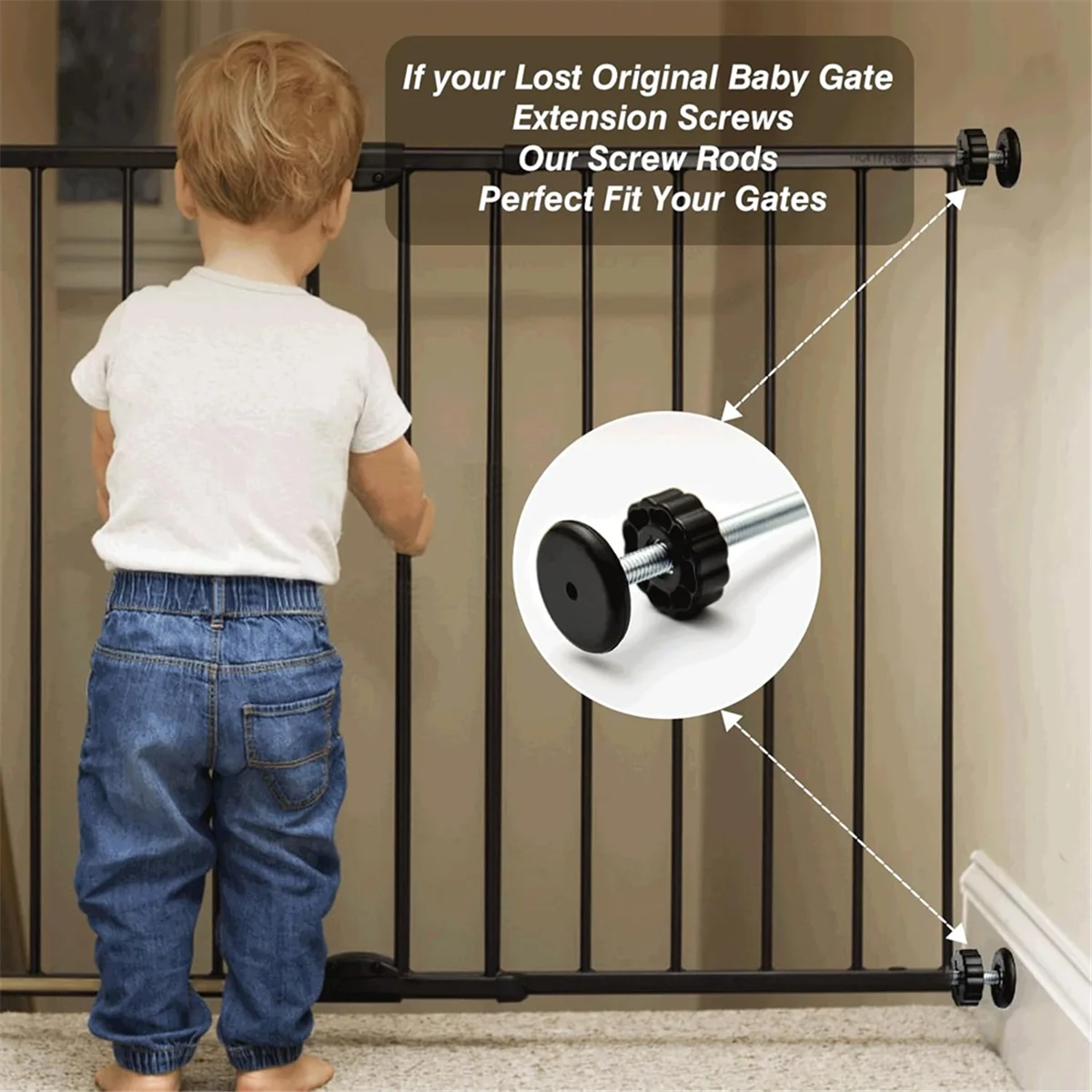 A002 4Pcs Universal Baby Gate Threaded Spindle Rod, M8 Replacement Bolt Part for Baby & Pet Pressure Mounted Safety Gates B - view 4