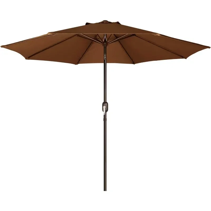 Parapluie de table d'extérieur avec 8 nervures robustes,parapluie de marché, bouton poussoir d'inclinaison et de manivelle