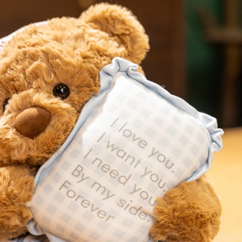 ليلة سعيدة النوم قبعة محبوب الدب ألعاب من القطيفة الحيوانات المحشوة منامة الدب بلوشي اللون البني الدببة دمى لعب لفتاة صبي