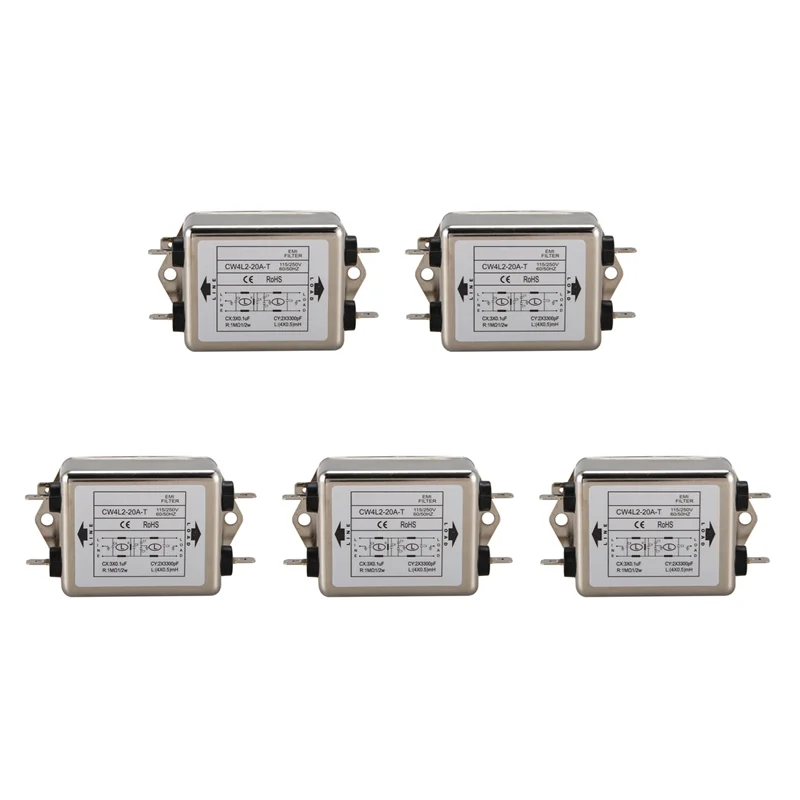 ABVJ-5X Power EMI Filter CW4L2-20A-T Single Phase AC 115V / 250V 20A 50/60HZ