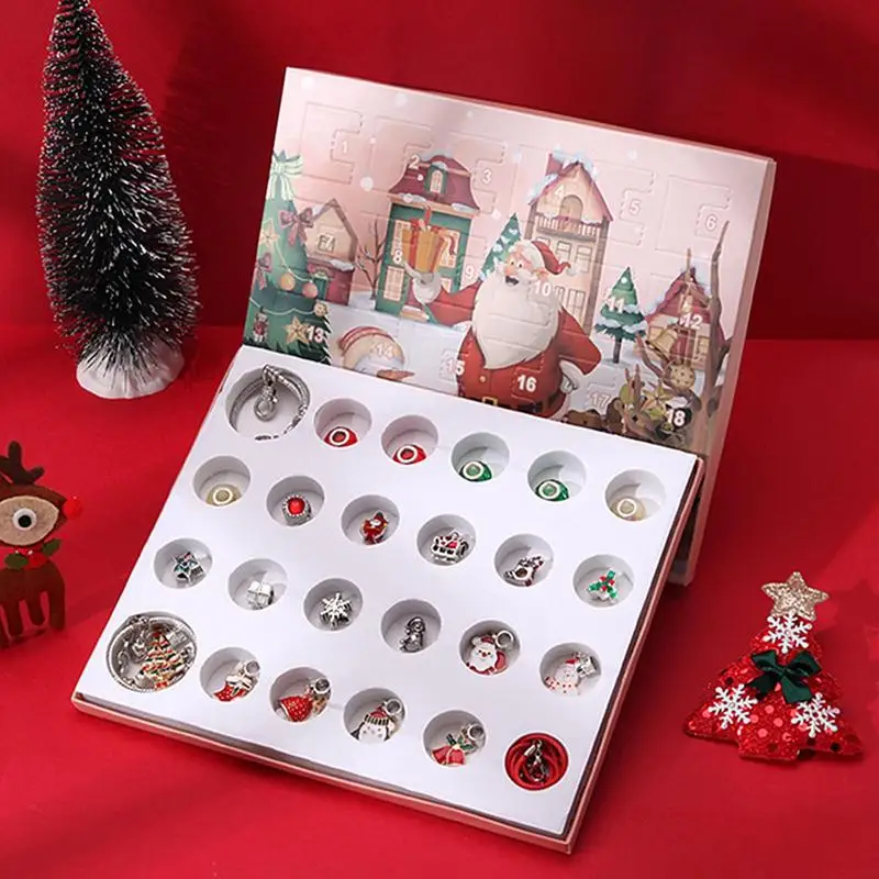 Advent Calendar 2022 Countdown Calendar 24 Days Christmas Gift Set for Girls Kids Teens with 22 DIY Charm Beads and 2 Bracelets