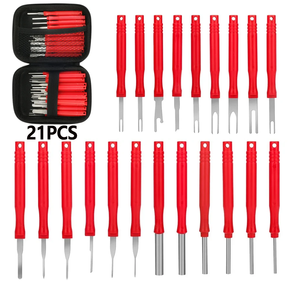 

21 шт., инструмент для удаления штифтов, автомобильный инструмент для освобождения штифтов, набор инструментов для удаления клемм, разъем для удаления разъема-вилка