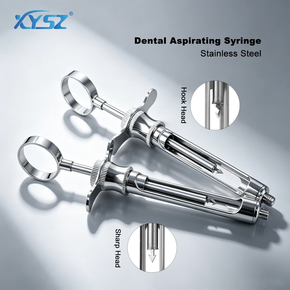 

XYSZ Dental Stainless Steel Anesthesia Aspirating Syringe Hook/Sharp Tip Suction lniector Dentistry Surgical instrument Tools