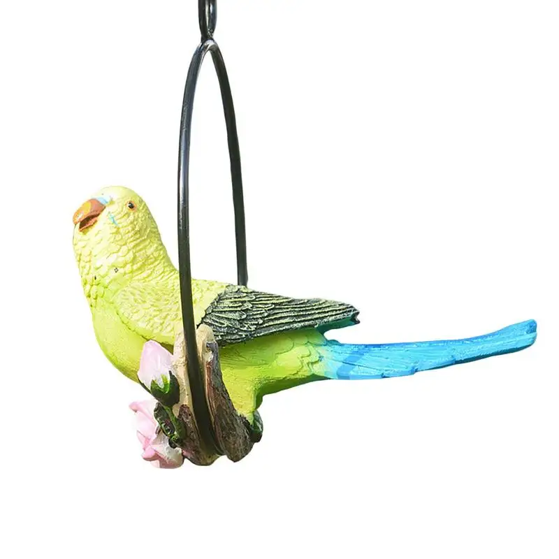 

Hanging Parrot Bird Statue Innovative Iron Ring Parrot Decoration Perch On Metal Ring Birds Model Lawn Ornament