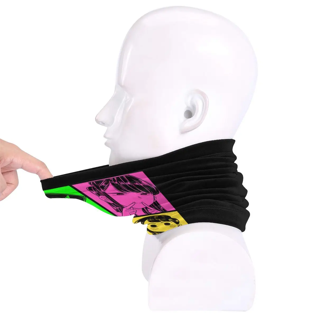 Polaina de cuello de microfibra para hombre y mujer, pañuelo de Manga Pop Art Komi San Curious Excited Smile 01, bufanda deportiva con estampado transpirable