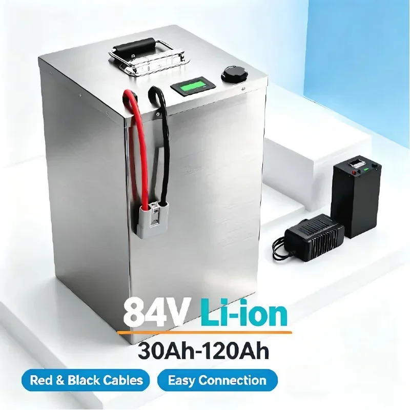 84V Lithium Ion Battery Pack 30Ah-100Ah with Built-in BMS And +10A Charger for 4000W-5000W Inverter Electric Motorcycle Golf Car
