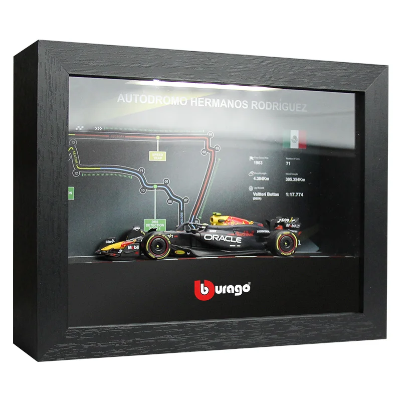 

Bburago 1:43 2024 F1 Redbull RB20#11 Sergio Pérez Picture Frame Version Model Car Collection Gifts With LED Light Mexico Circuit