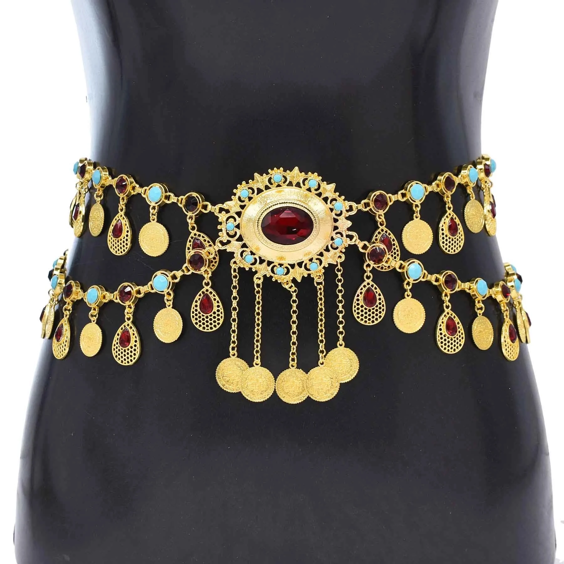 Gypsy Metal Hippie Boho Flower Turkish Bohemian Shimmy Dress Belt Belly Dance Waist Chain Coins Sexy Body Afghan Indian Jewelry