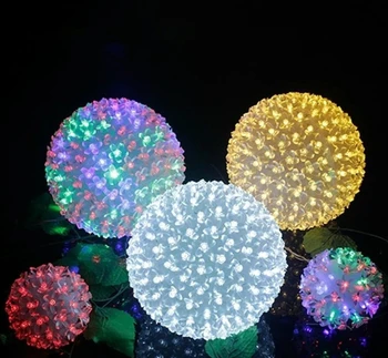 ลูกบอลไฟ LED ดอกซากุระสำหรับตกแต่งบรรยากาศเทศกาลคริสต์มาสตกแต่งโคมไฟสีสันสดใสบ่อยครั้งพร้อมไฟแฟลชบอล